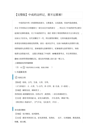 药二中成药就样记,想不过都难