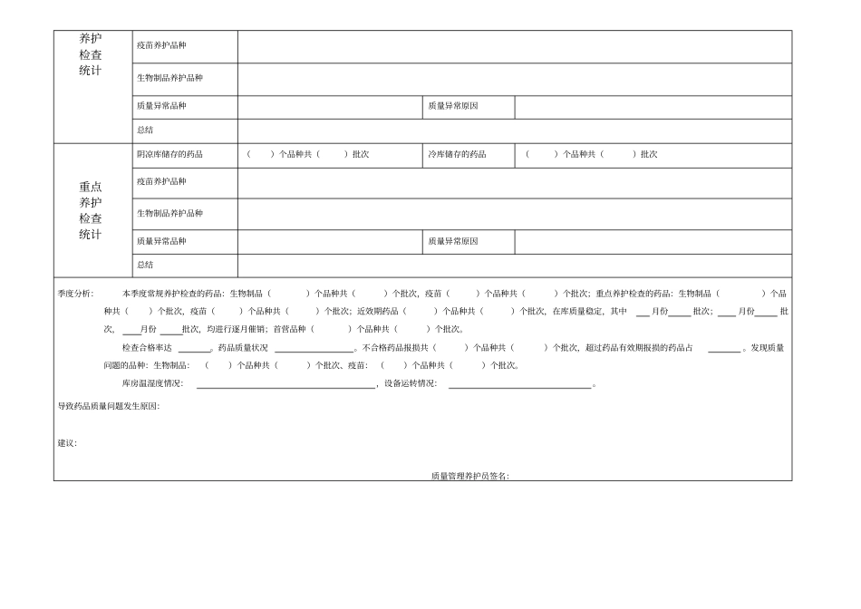 药品养护记录表格养护季度分析表_第3页