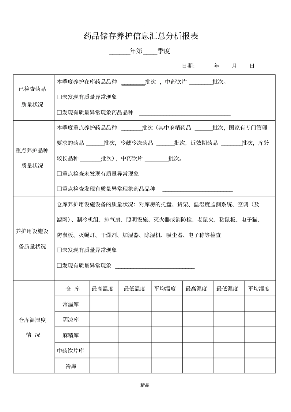 药品养护汇总分析报表_第1页