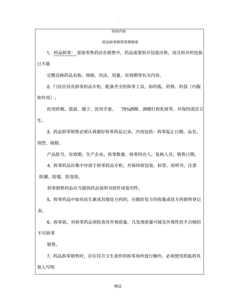 药品拆零销售管理制度培训_第2页
