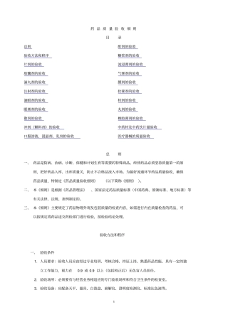 药品质量验收细则学习