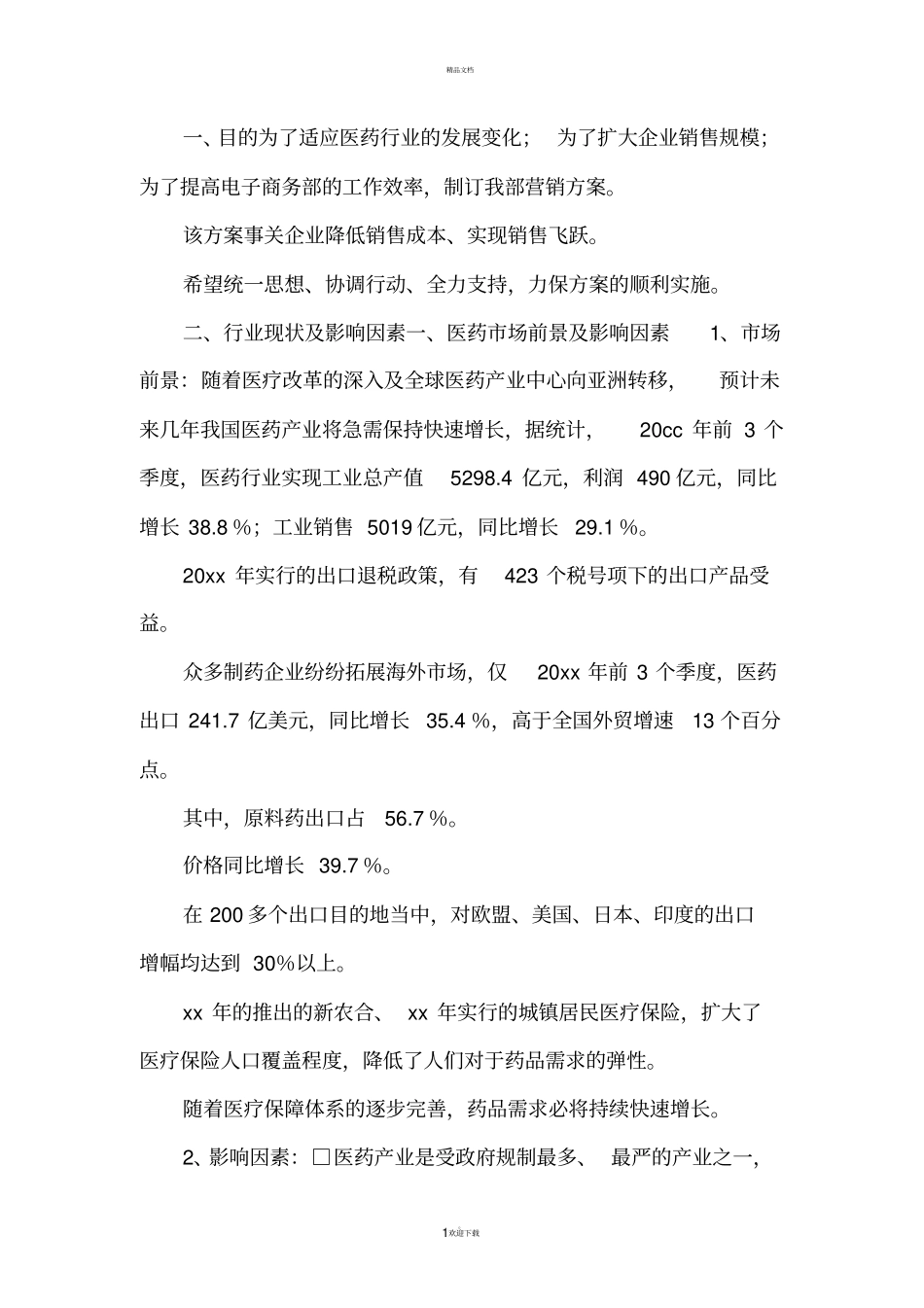 药品销售方案_第1页