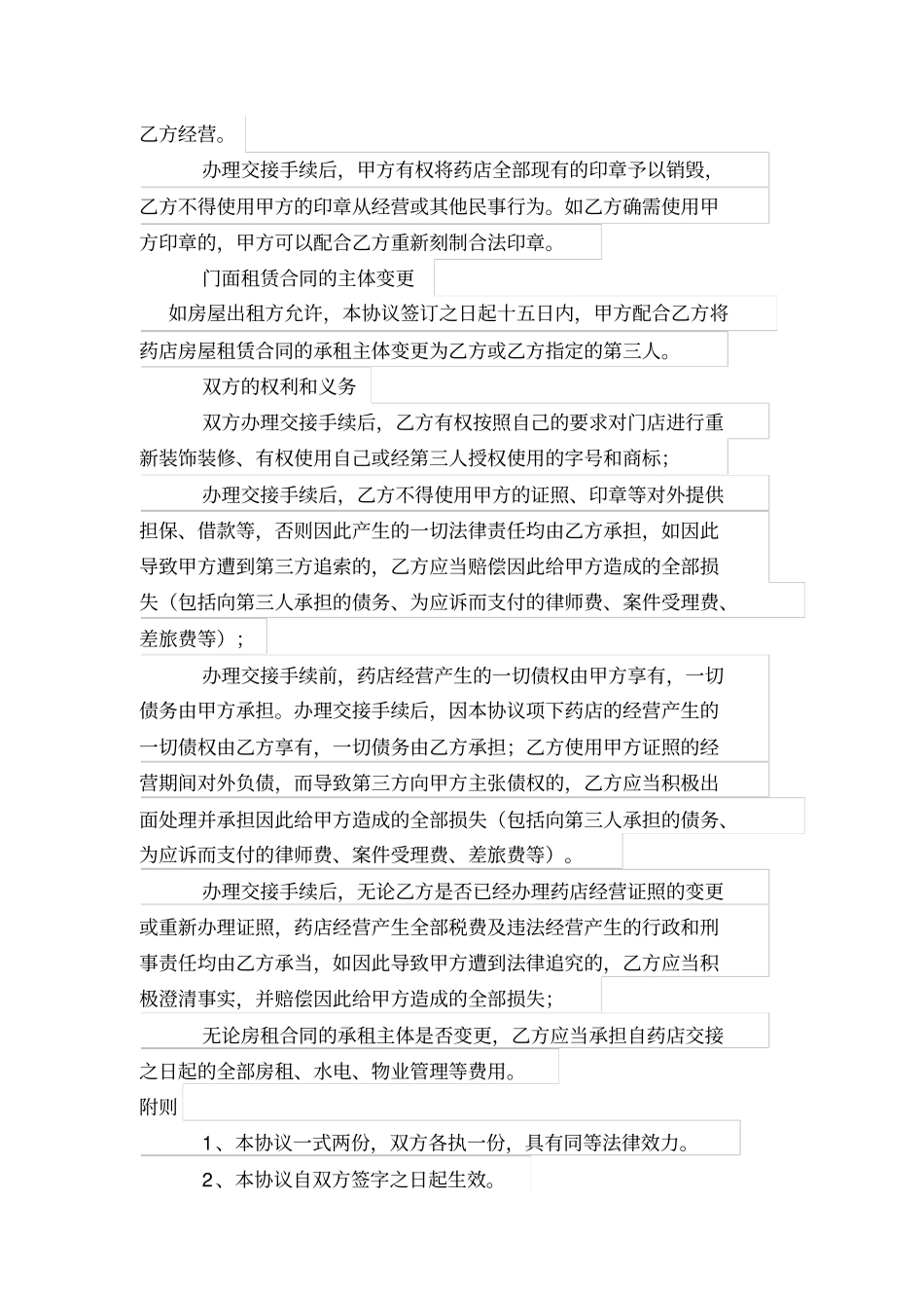 药店转让协议_第2页