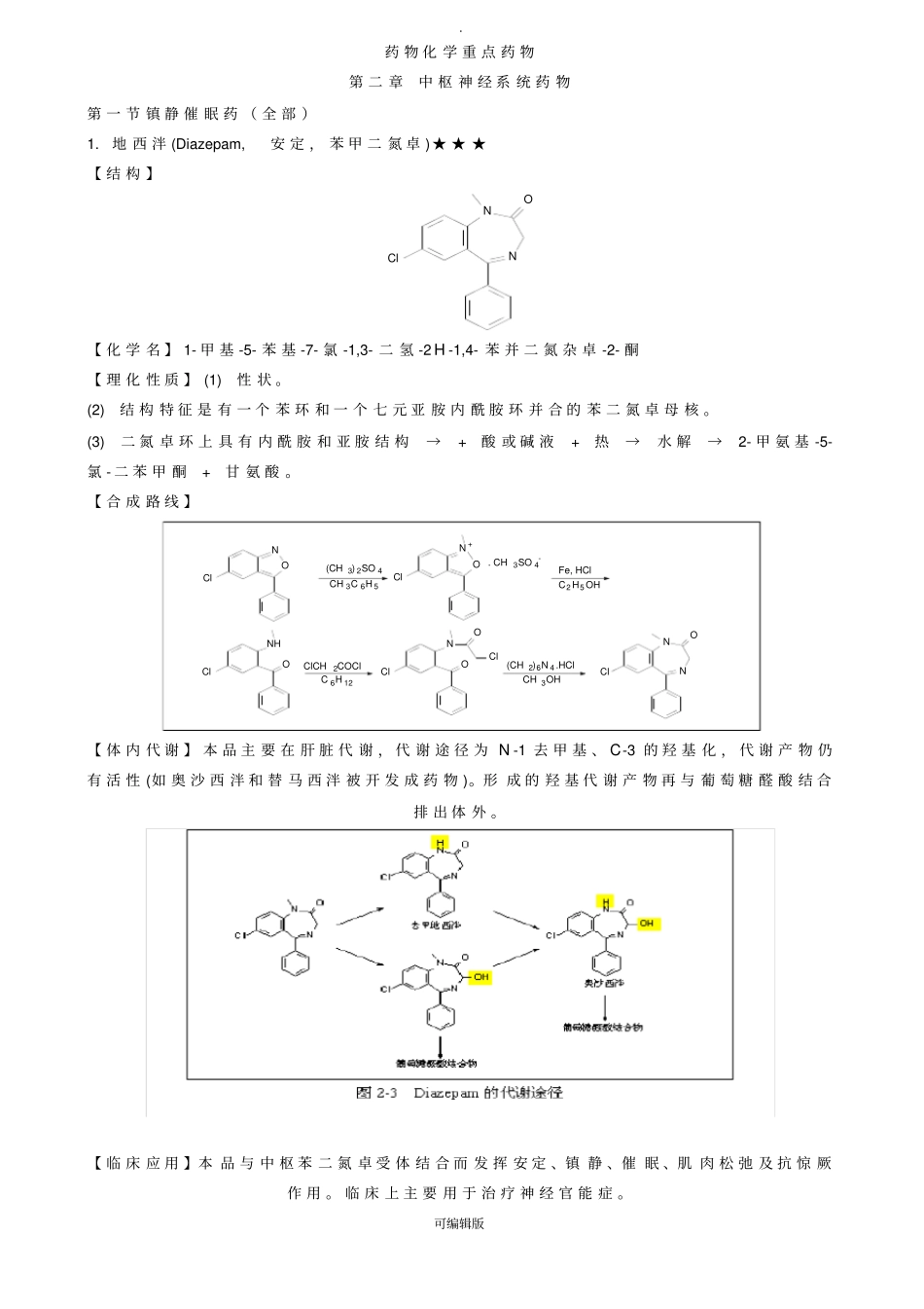 药物化学重点药物_第1页