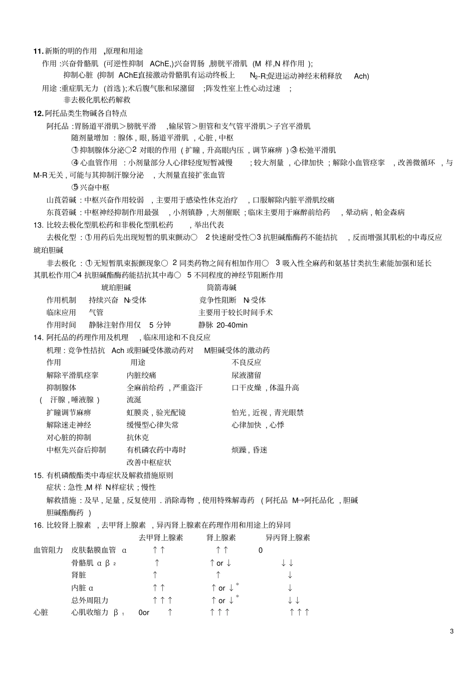药理学思考题_第3页