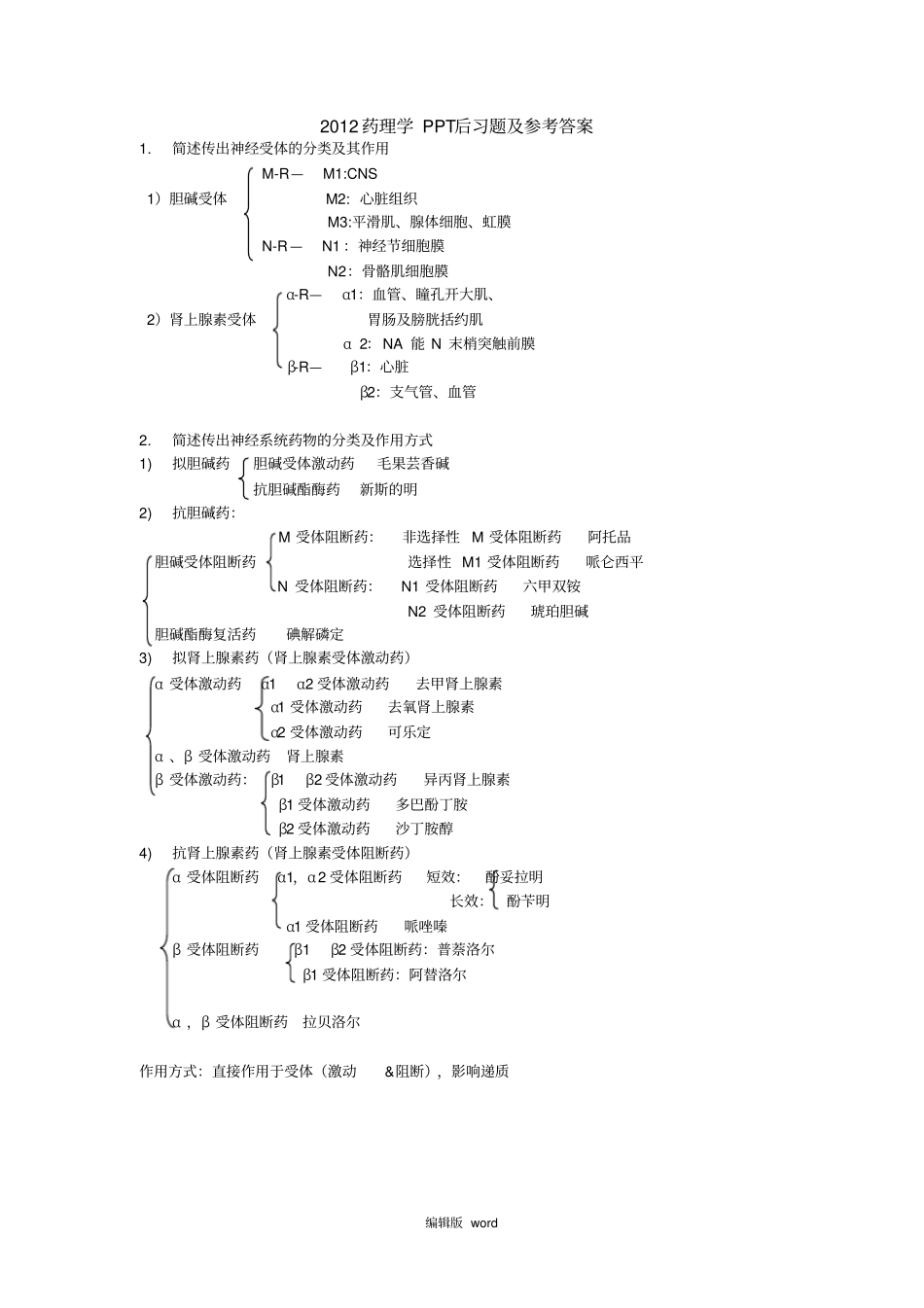 药理学问答题及参考答案_第1页
