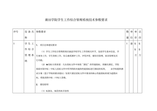 莆田学院学生工作综合管理系统技术参数要求