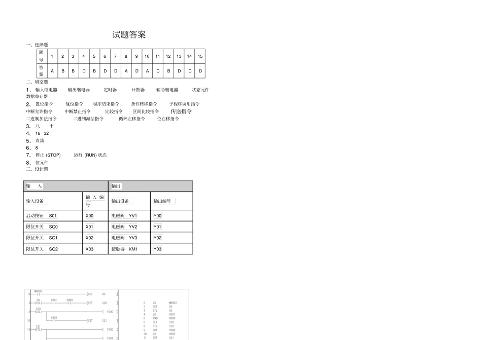 菱FX2N系列PLC期末试题2含答案_第3页