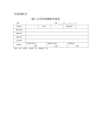 营销场部表格表格格式