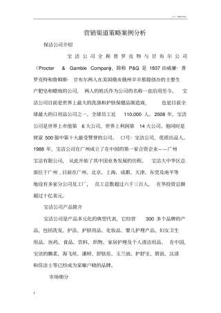 营销渠道策略案例分析