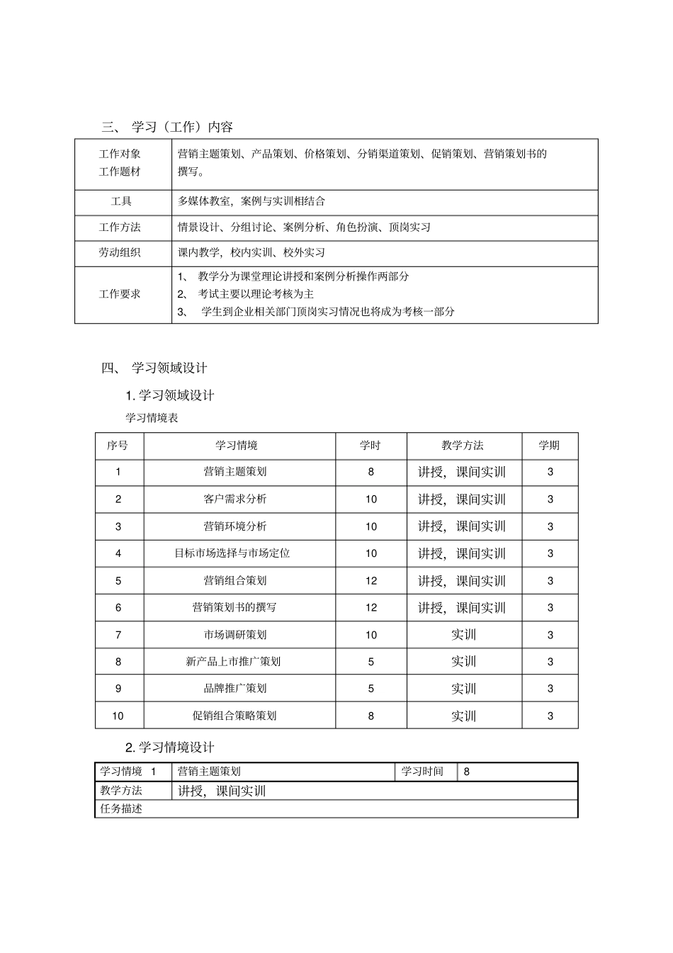营销策划课程标准_第2页