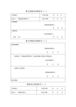 营销部常用表格