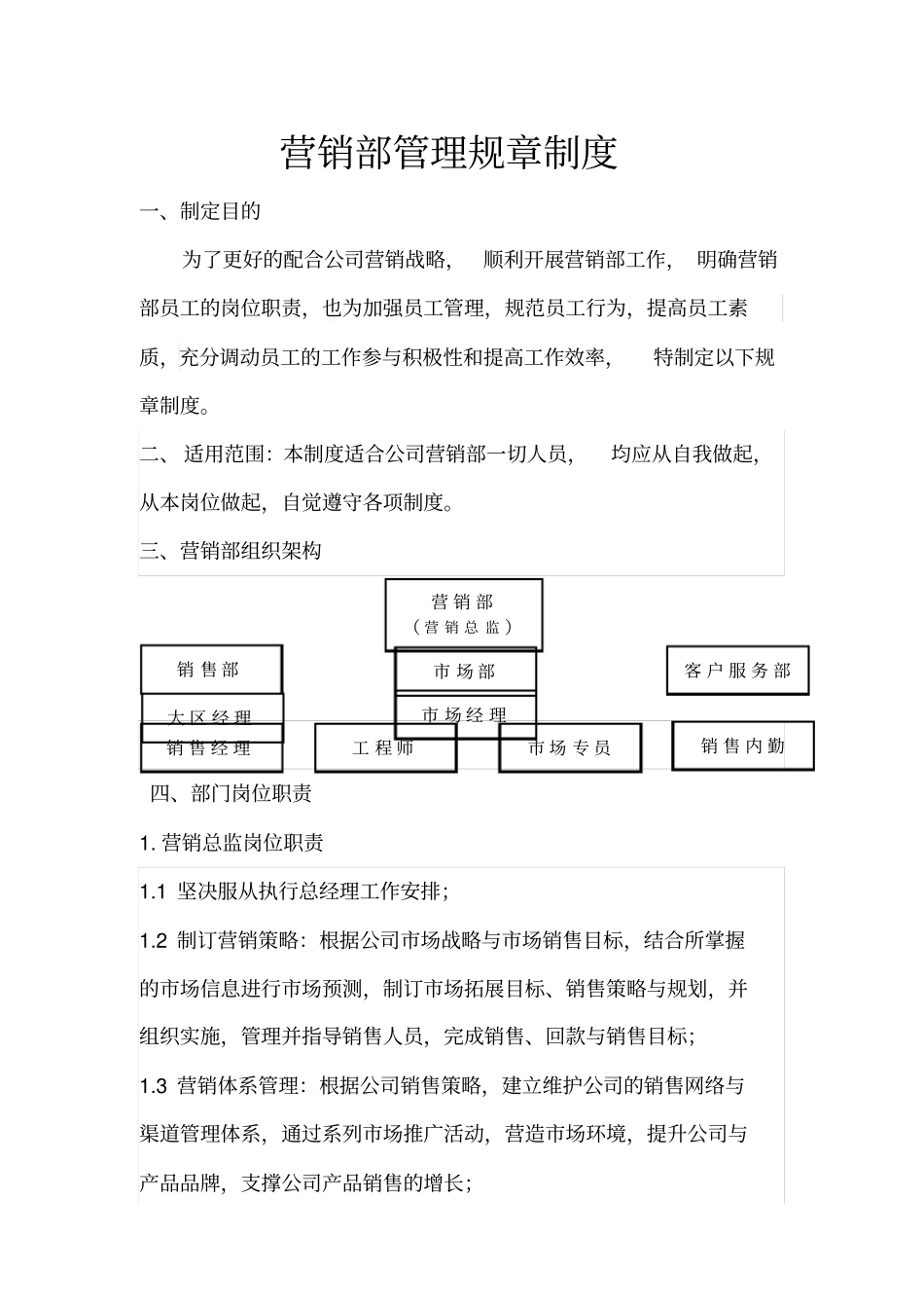 营销部管理规章制度_第1页
