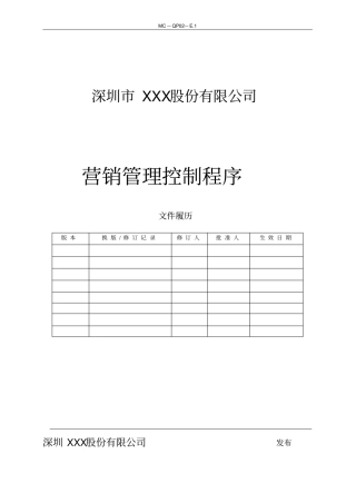 营销销售管理控制程序含文件表单