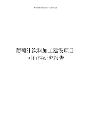 葡萄汁饮料加工建设项目可行性研究报告