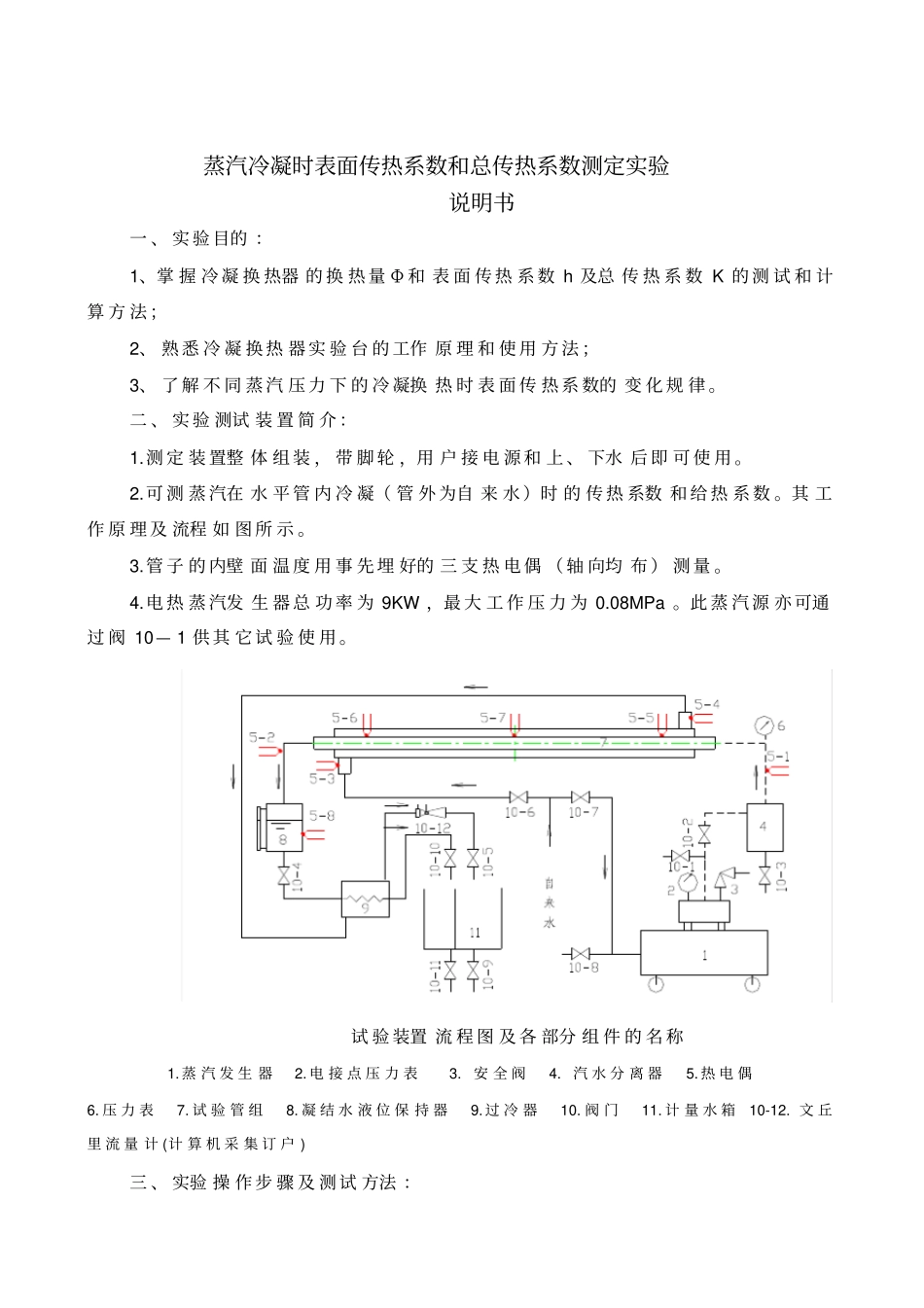蒸汽冷凝时传热系数和给热系数测定试验指导书_第1页