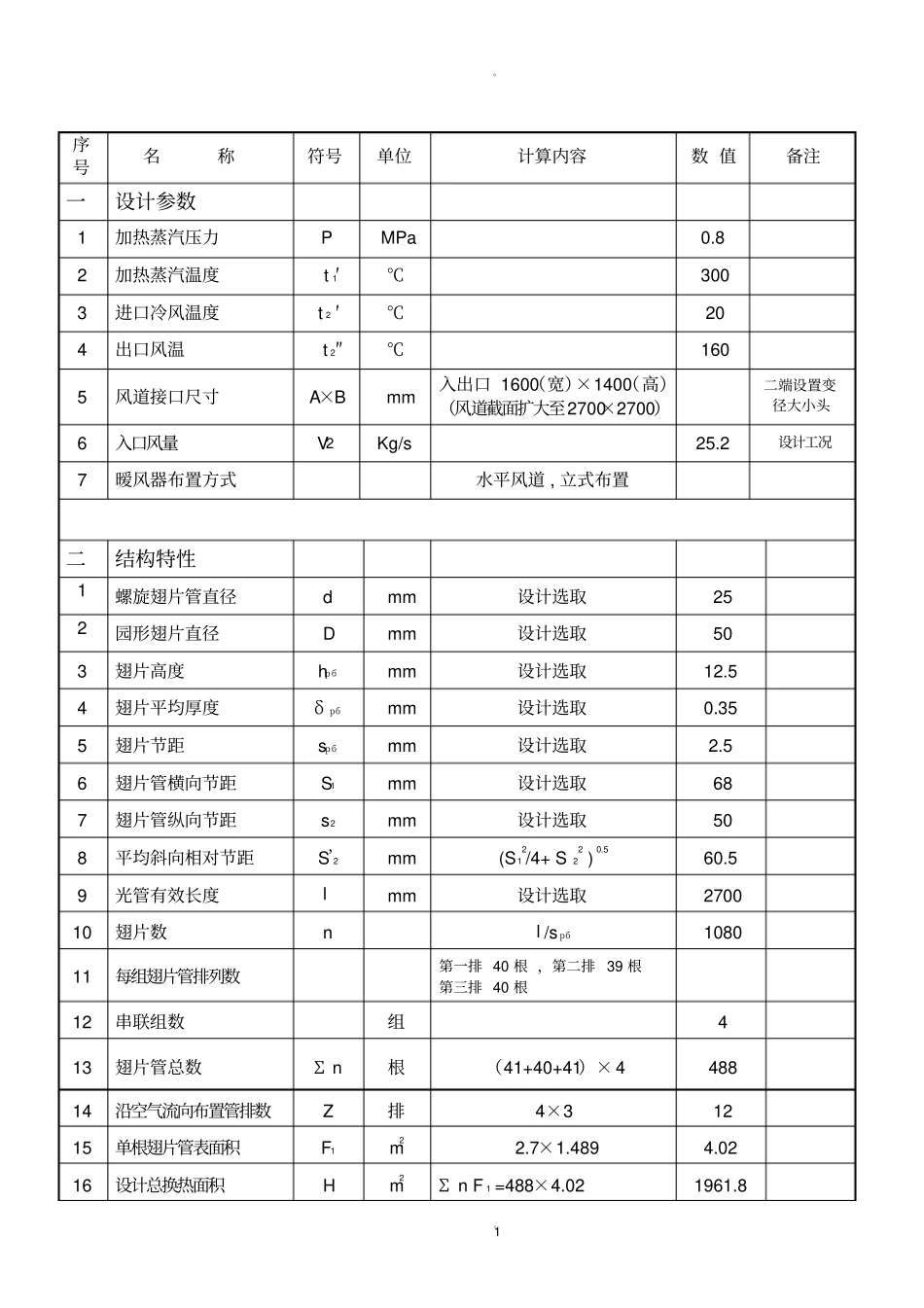 蒸汽加热器热力计算书_第1页
