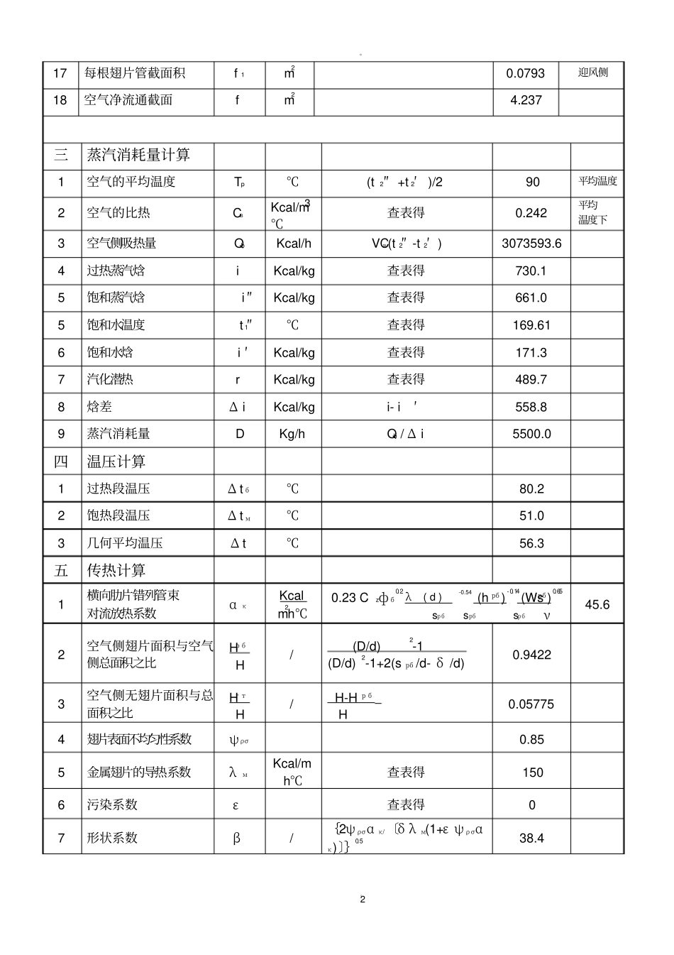 蒸汽加热器热力计算书_第2页