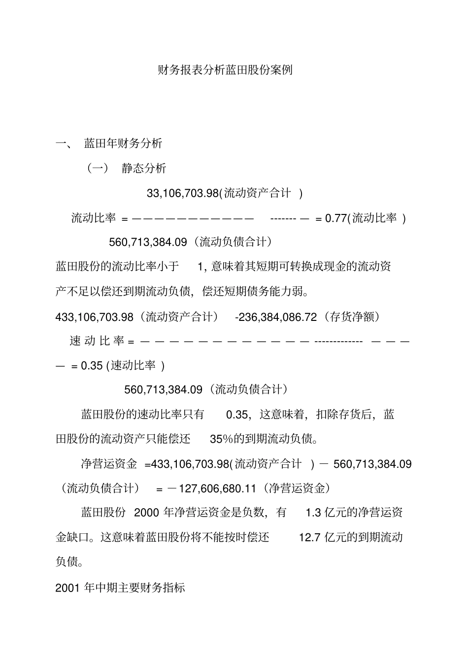 蓝田股份公司的财务报表与案例分析_第1页