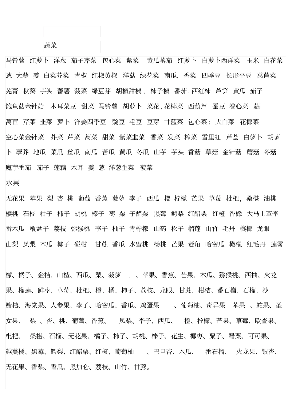 蔬菜水果动物名称大全_第1页