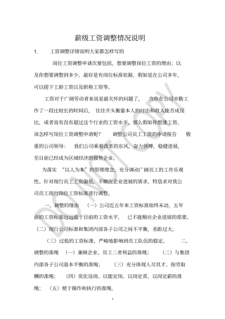 薪级工资调整情况说明