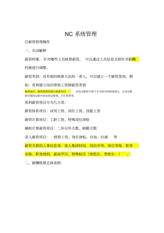 薪资模块NC操作手册8月30日调整