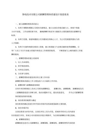 薪酬体系建设计划表