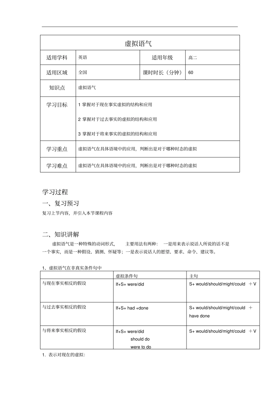 虚拟语气学案_第1页