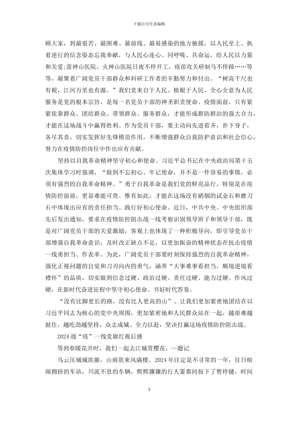 5篇2024战“疫”一线党旗红观后感_第3页