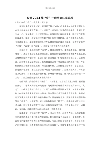 5篇2024战“疫”一线党旗红观后感