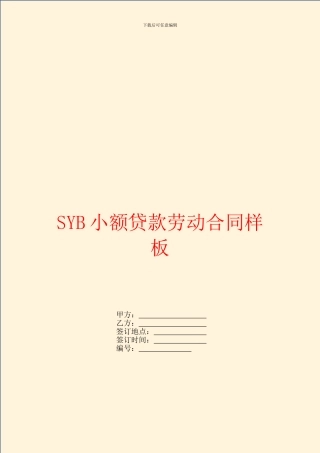 SYB小额贷款劳动合同样板