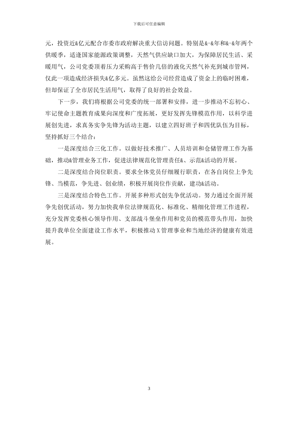 X市总公司2024年党委经验交流材料_第3页