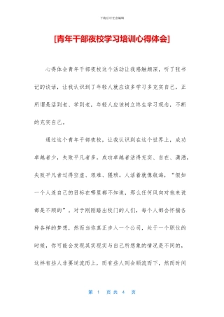 [青年干部夜校学习培训心得体会]