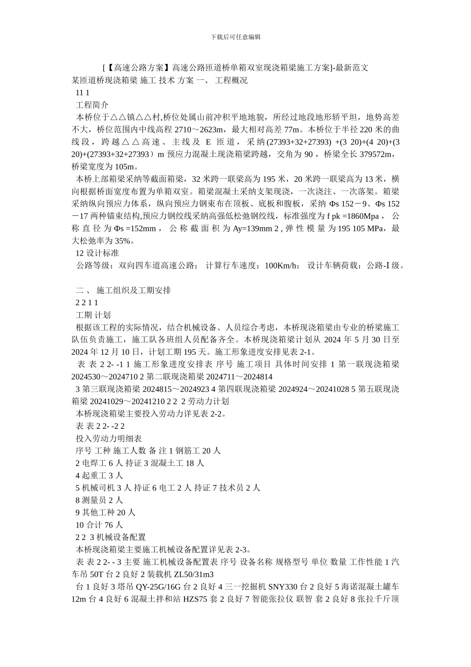 [高速公路匝道桥单箱双室现浇箱梁施工方案]_第1页