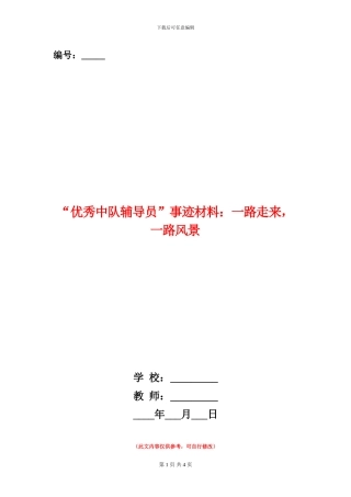 “优秀中队辅导员”事迹材料：一路走来