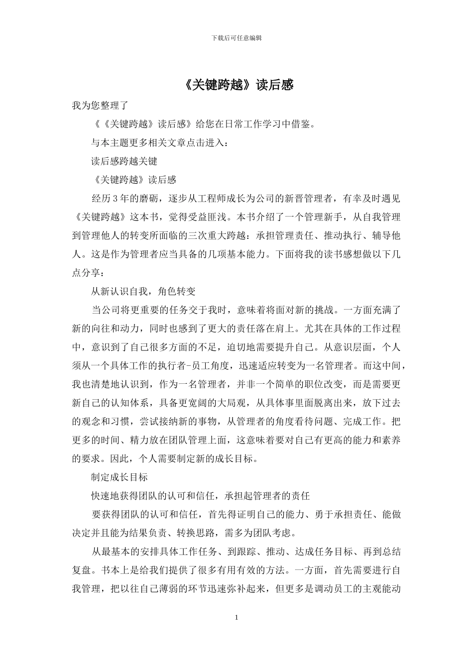 《关键跨越》读后感_第1页