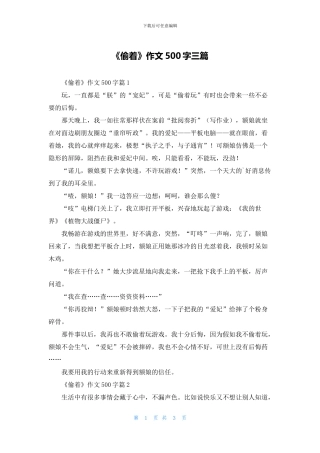 《偷着》作文500字三篇