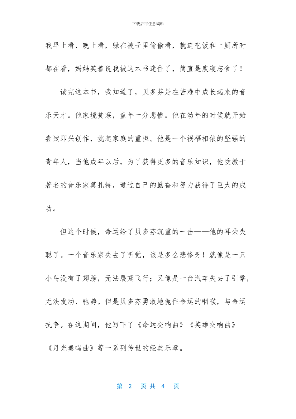 《贝多芬传》读后感优秀范文_第2页