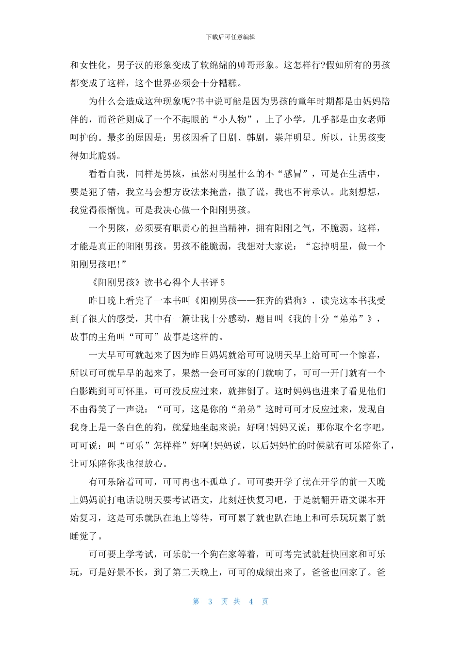 《阳刚男孩》读书心得个人书评五篇_第3页