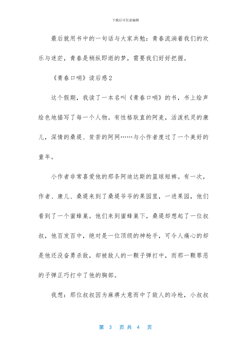 《青春口哨》读后感_第3页