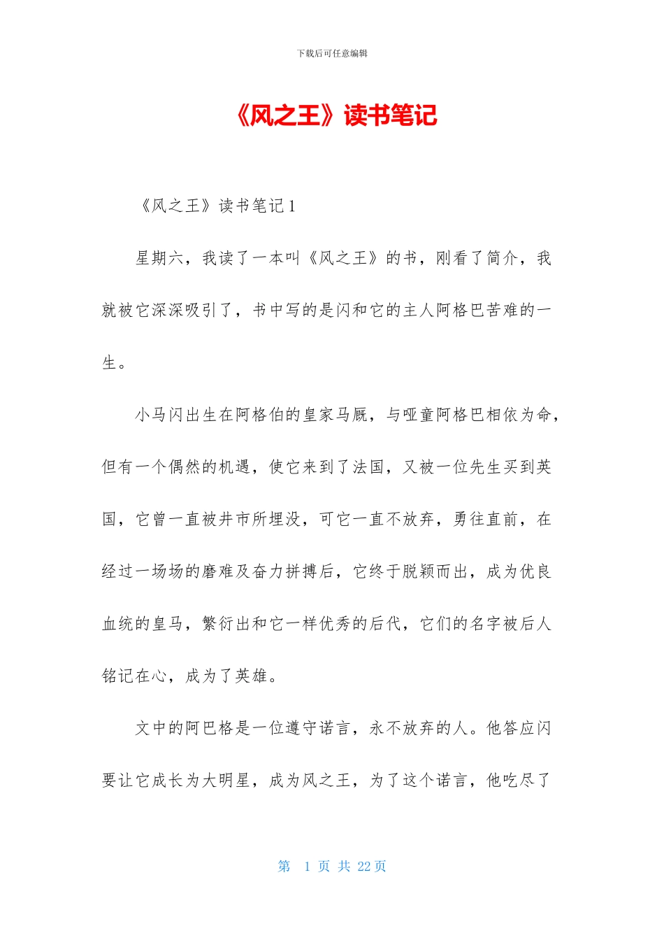 《风之王》读书笔记_第1页