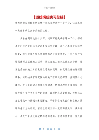 【巡线岗位实习总结】