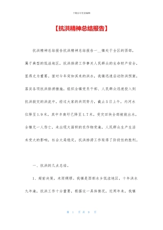 【抗洪精神总结报告】