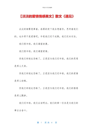 【淡淡的爱情情感美文】散文《遇见》