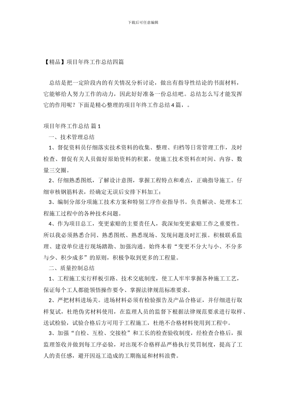 【精品】项目年终工作总结四篇_第2页
