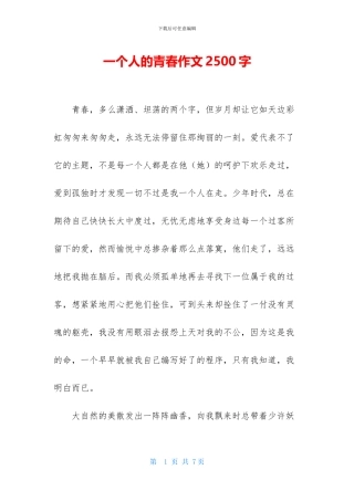一个人的青春作文2500字