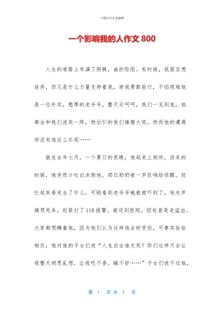 一个影响我的人作文800
