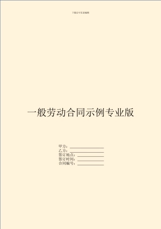 一般劳动合同示例专业版