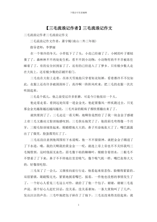 三毛流浪记作文