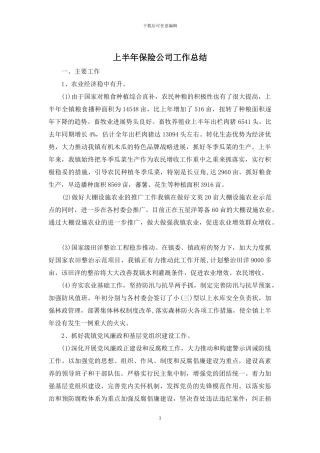 上半年保险公司工作总结